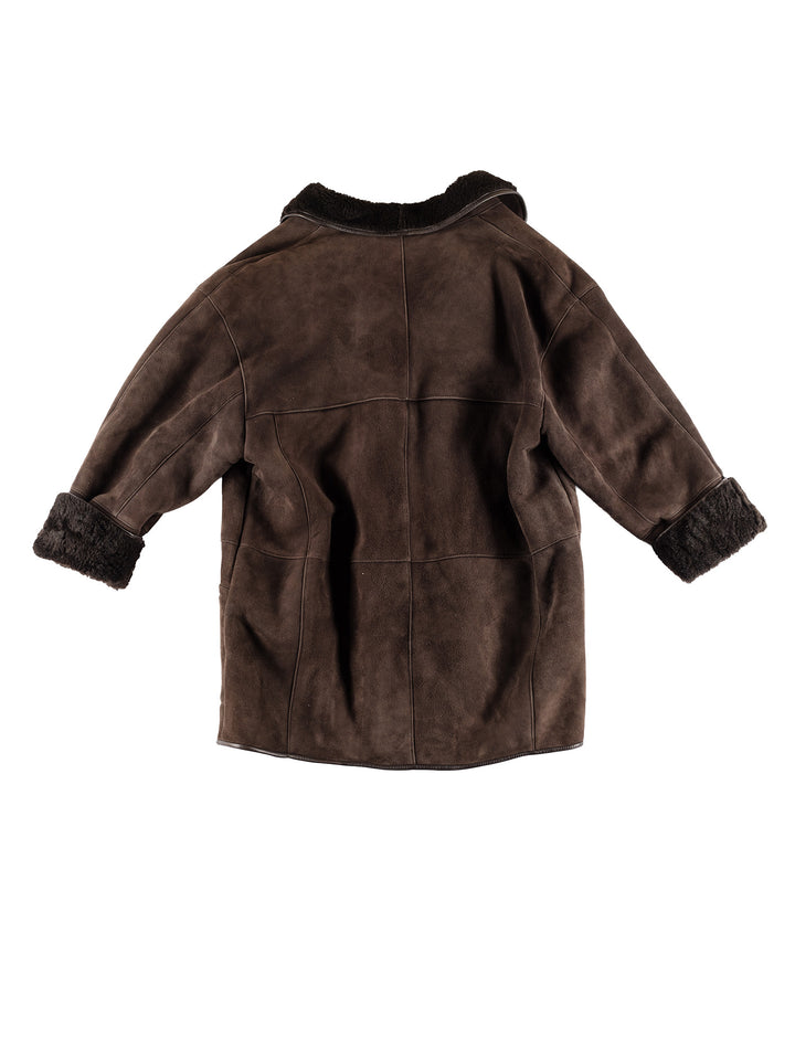 Vintage 80's Women Sheepskin Coat in BrownMN405