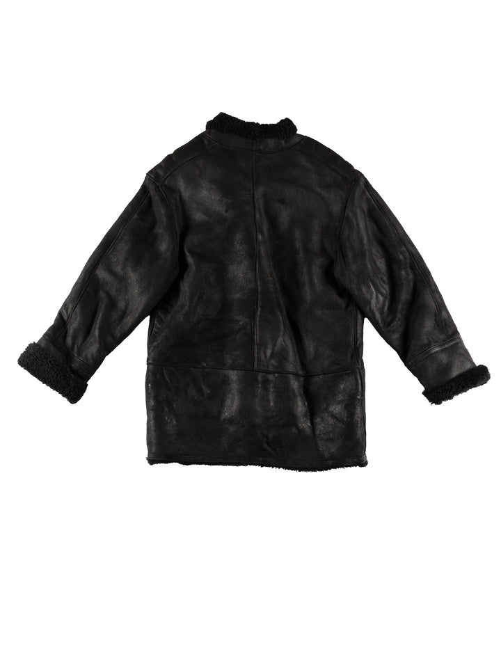 Vintage 80's Women Sheepskin Coat in BlackMN614