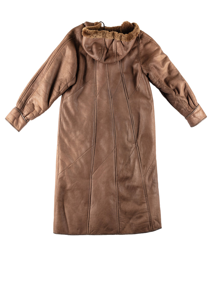 Vintage 80's Women Sheepskin Coat in BrownMN776