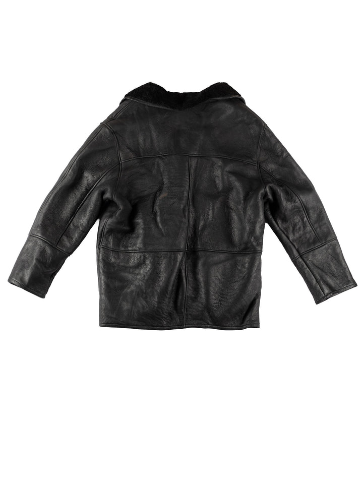 Vintage 80's Men Sheepskin Coat in BlackVN569