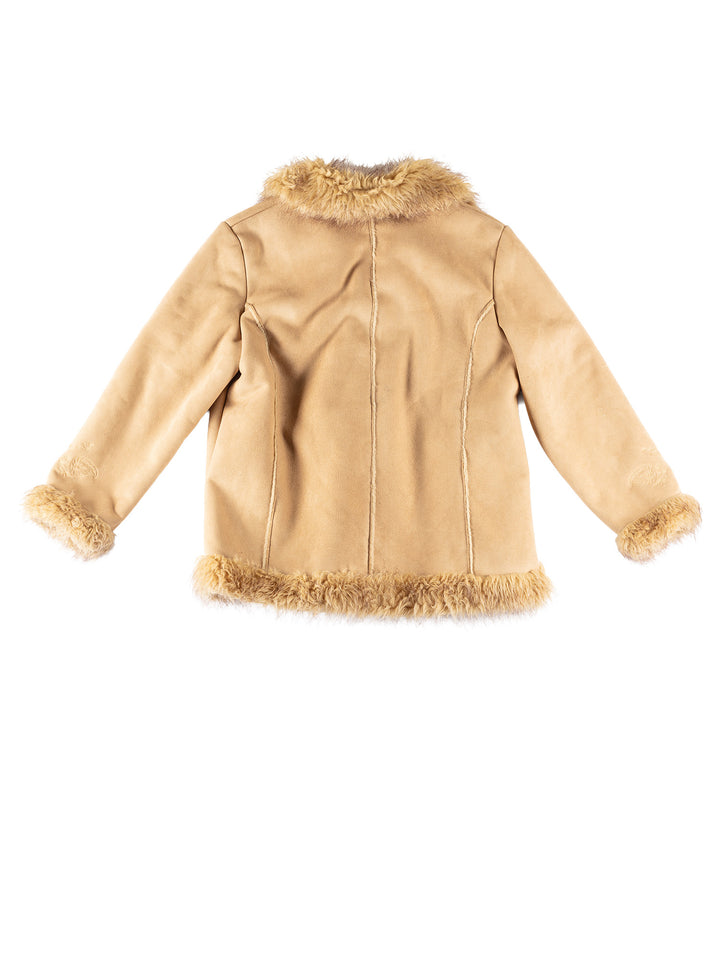 Vintage 70's Women Faux Sheepskin Coat in BeigeMN656