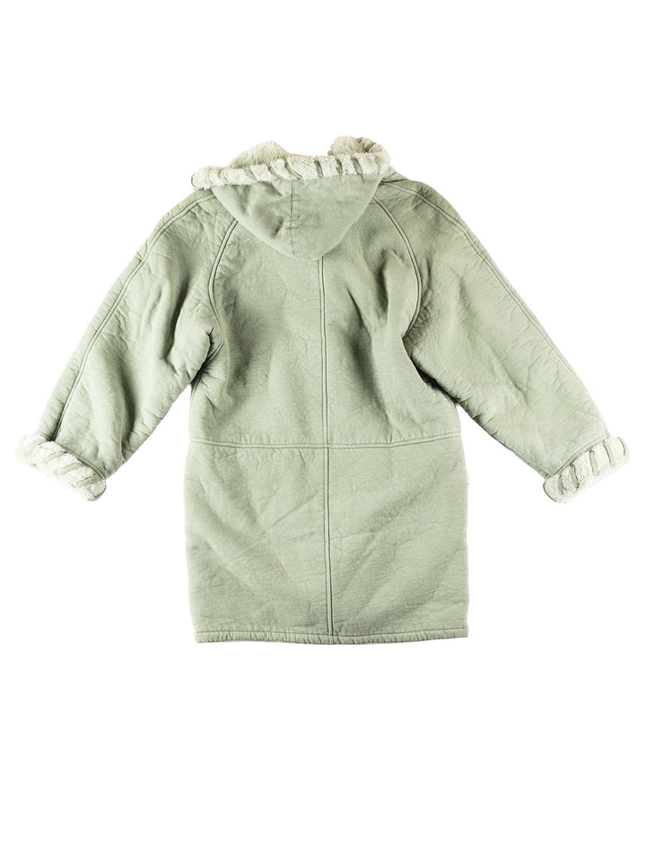Vintage 80's Women Faux Sheepskin Coat in GreenMN289