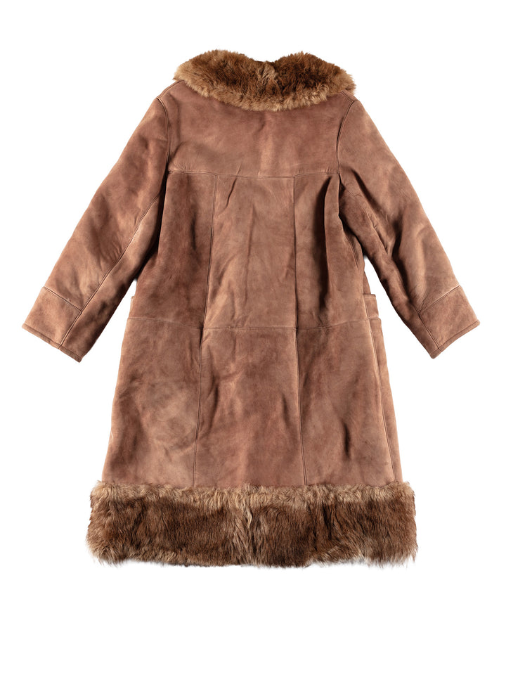 Vintage 80's Women Penny Lane Sheepskin Coat in Brown