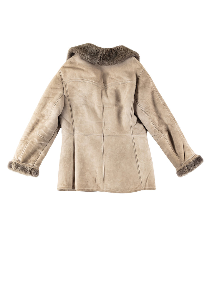 Vintage 80's Women Sheepskin Coat in BeigeMN370