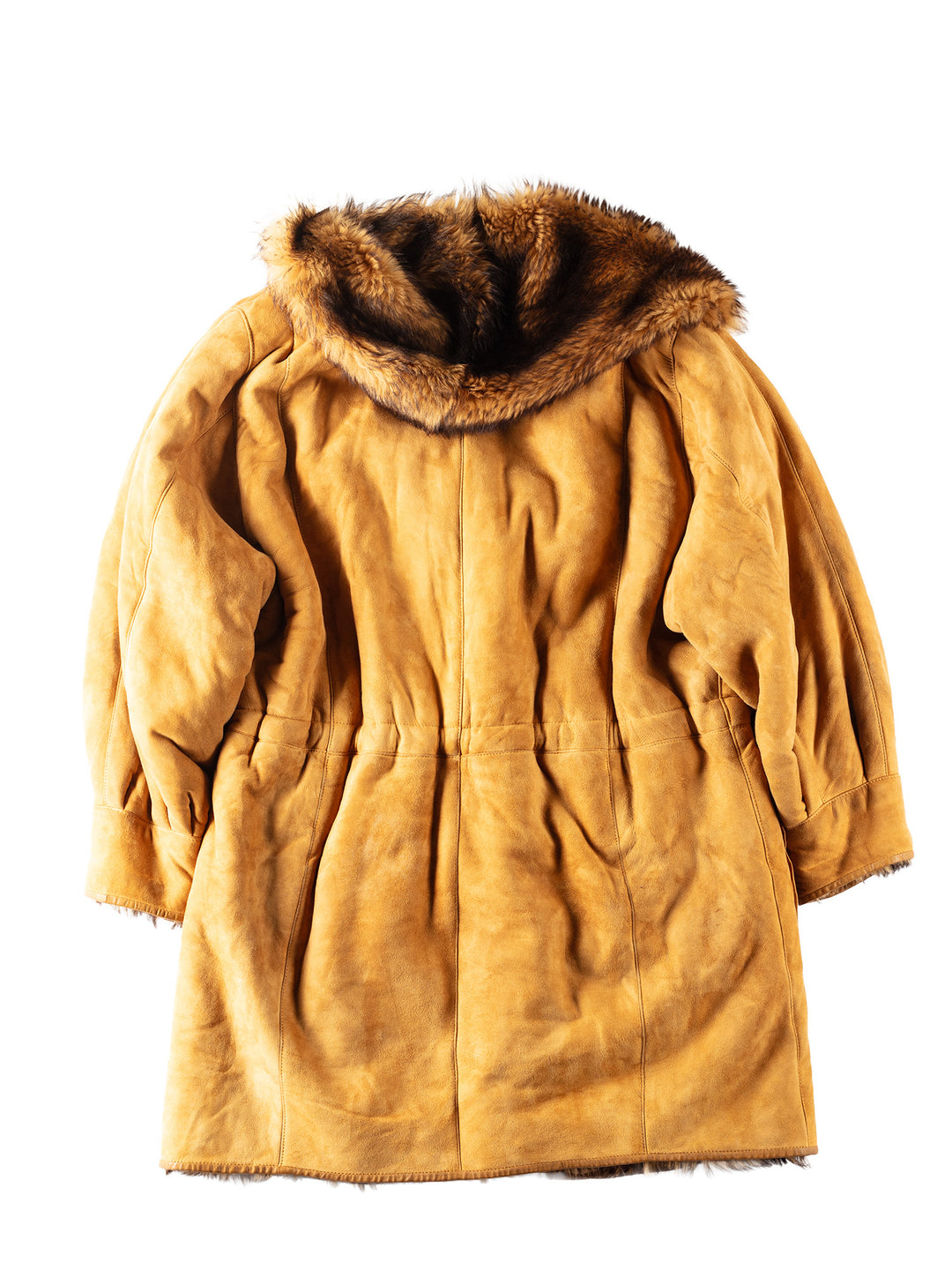 Vintage 80's Women Faux Sheepskin Coat in Brown