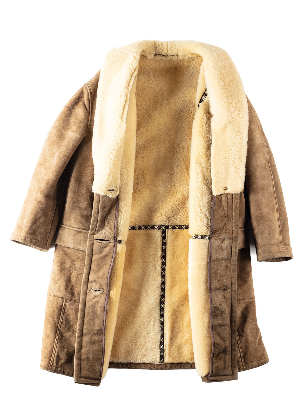 Vintage 70's Women Sheepskin Shearling Coat in Brown