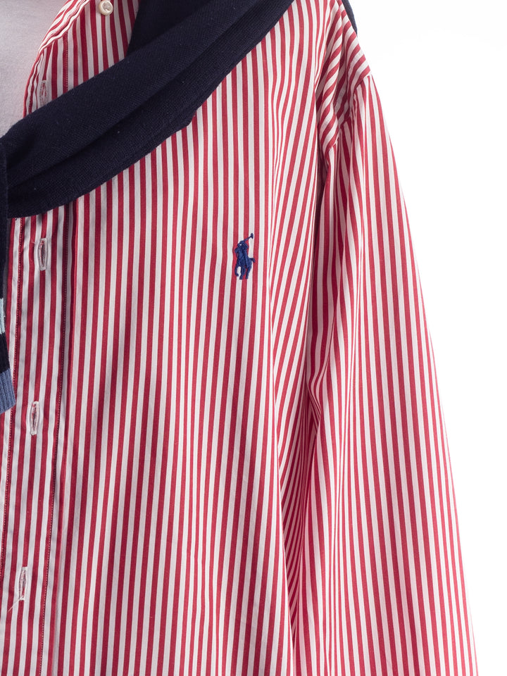 Vintage 90's Men Ralph Lauren Red White Striped Shirt