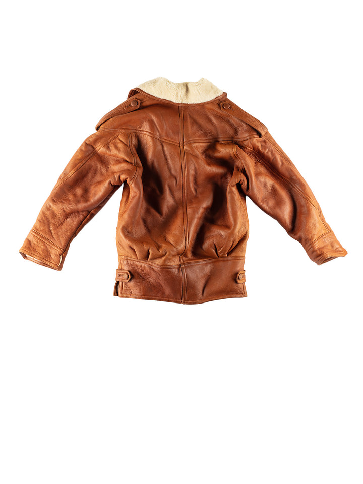 Vintage 80's Women Sheepskin Coat in BrownMN782