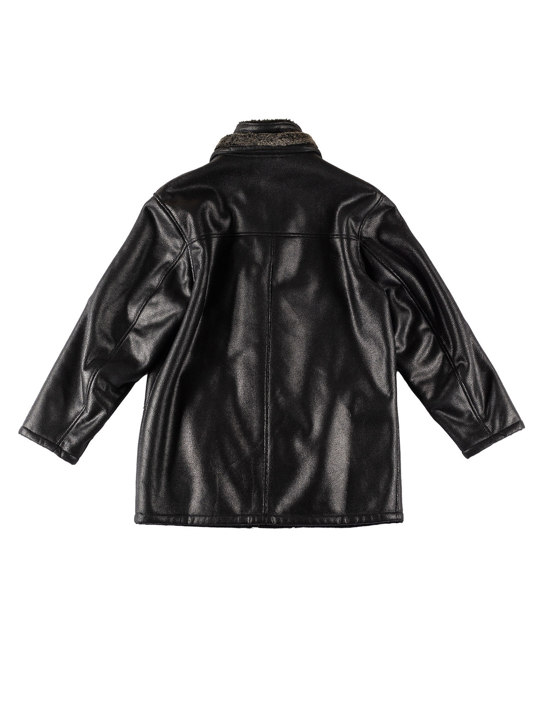 Vintage 80's Men Faux Sheepskin Coat in BlackVN405