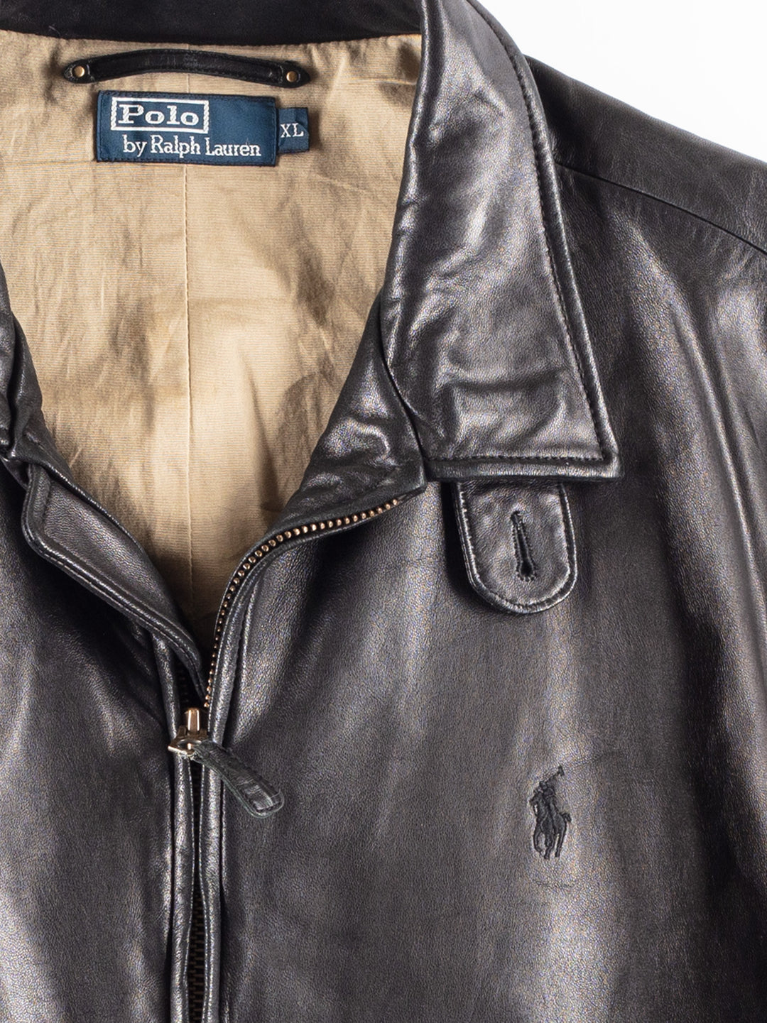 Vintage 00's Men Ralph Lauren Leather Jacket in Black