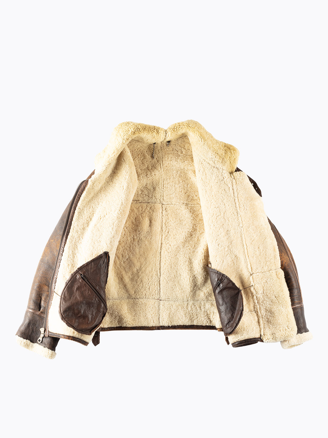 Vintage 90's Men Sheepskin Shearling Jacket in Brown