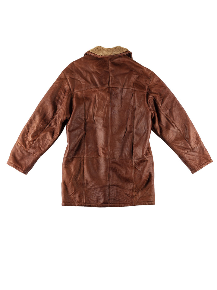 Vintage 80's Men Sheepskin Coat in BrownVN578