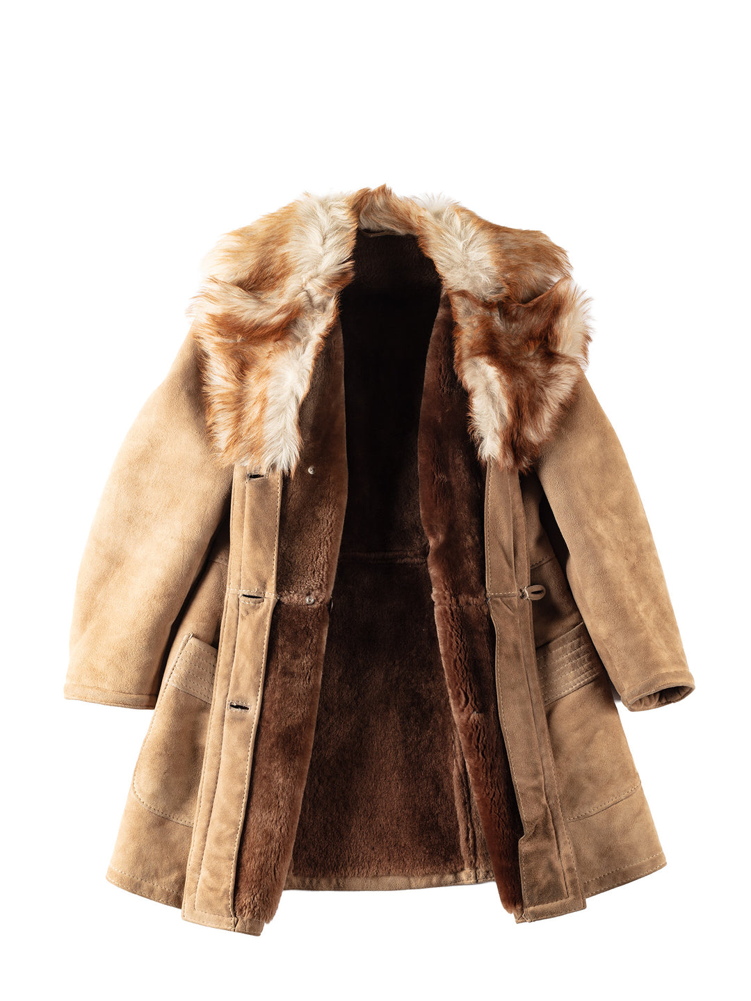 Vintage 70's Women Sheepskin Shearling Coat in Beige
