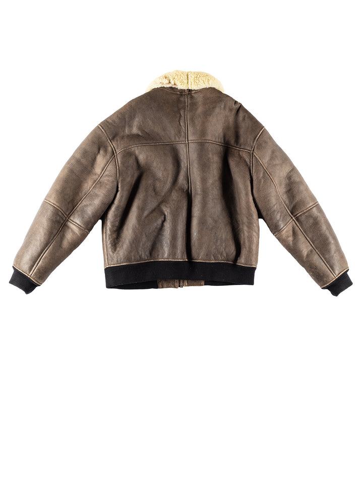 Vintage 80's Men Sheepskin Jacket in BrownVN383