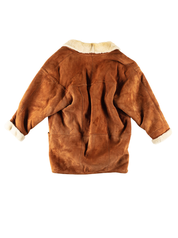Vintage 80's Women Sheepskin Coat in BrownMN453