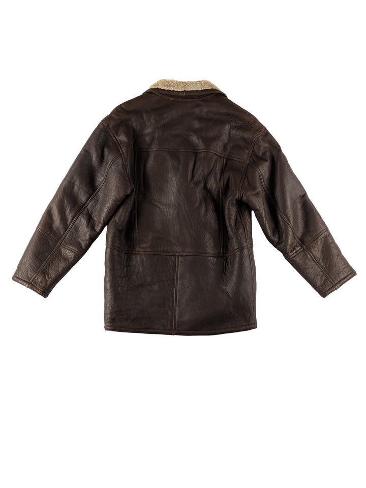 Vintage 80's Men Sheepskin Coat in BrownVN577