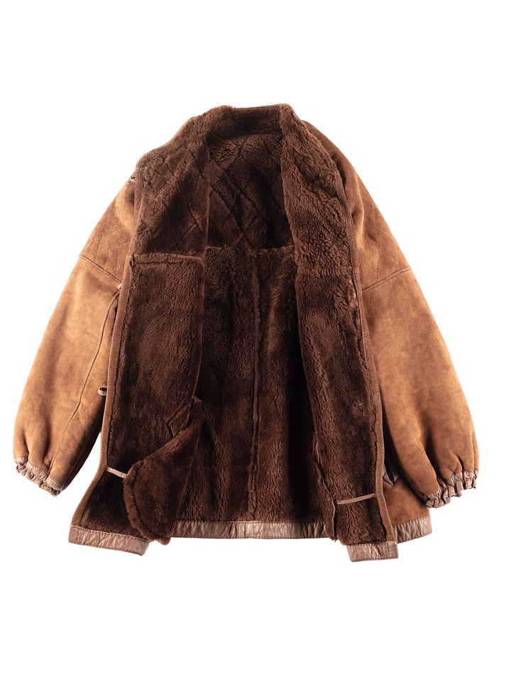 Vintage 80's Women Sheepskin Coat in Brown