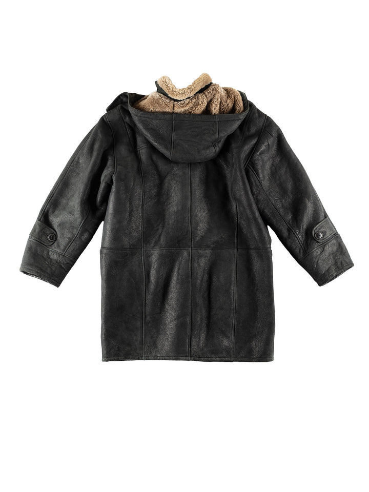 Vintage 80's Men Sheepskin Coat in BlackVN767