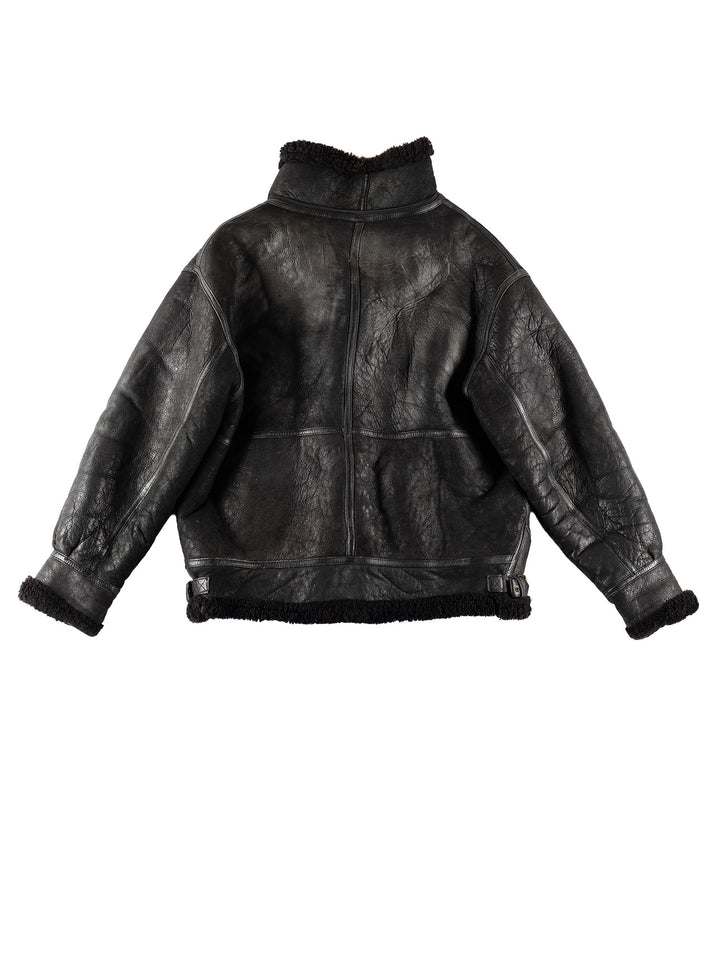 Vintage 80's Men Sheepskin Jacket in BlackVN783
