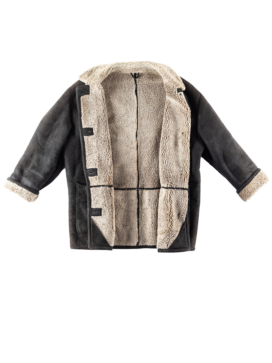 Vintage 80's Women Sheepskin Coat in Black