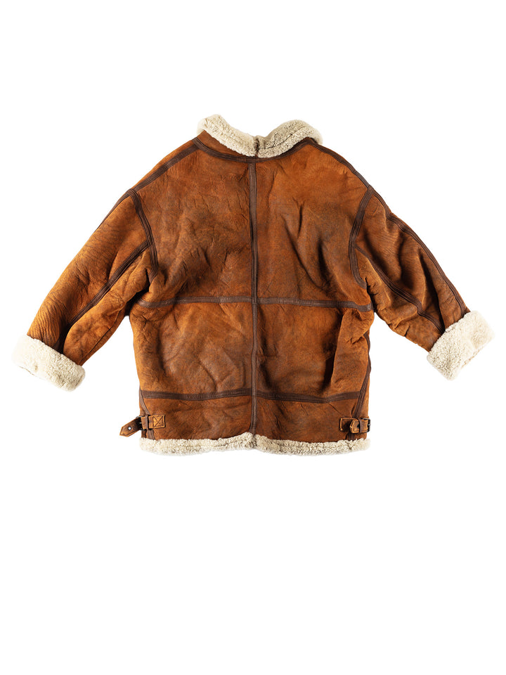 Vintage 80's Women Sheepskin Coat in BrownMN472