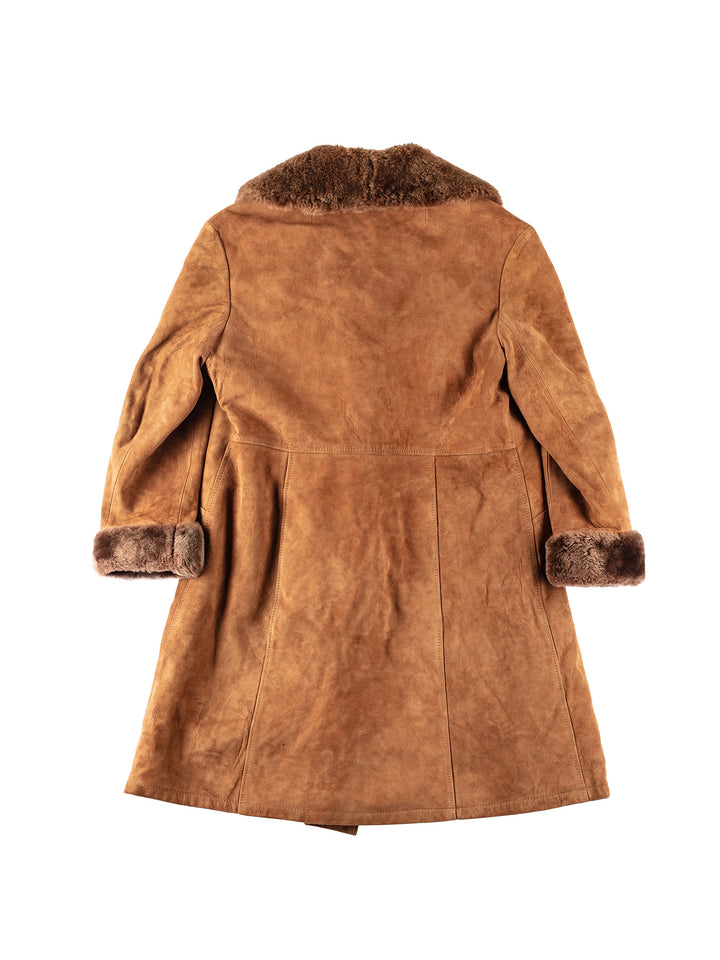 Vintage 70's Women Faux Sheepskin Coat in BrownMN272