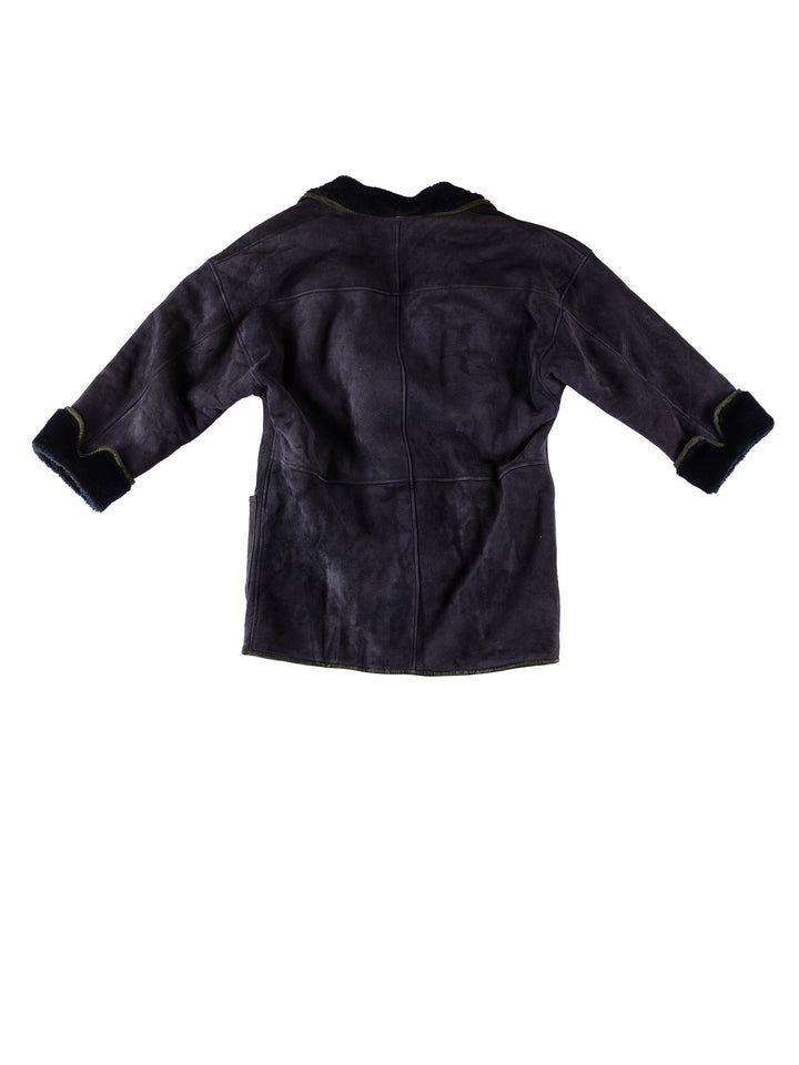 Vintage 80's Women Sheepskin Coat in BlueMN591