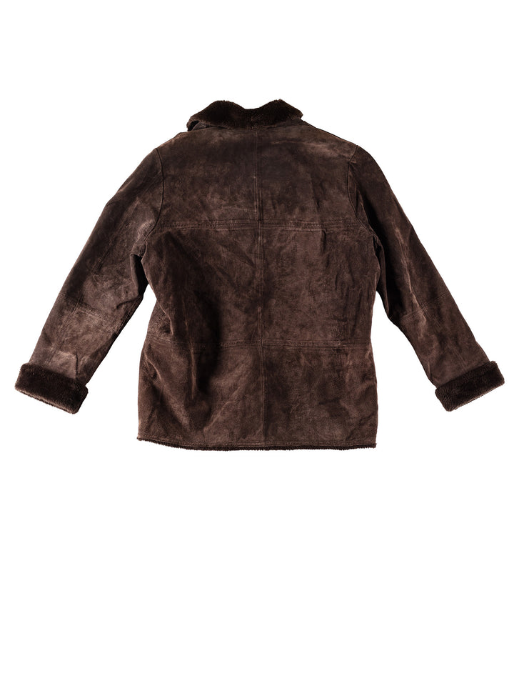Vintage 80's Women Faux Sheepskin Coat in BrownMN348