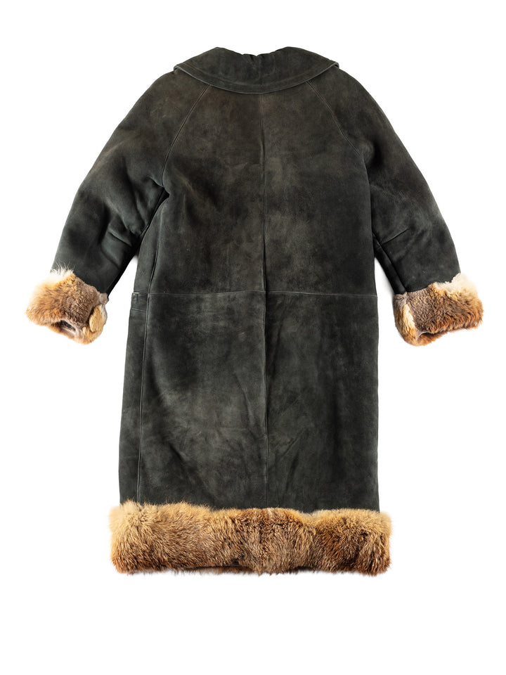 Vintage 70's Women Sheepskin Coat in GreenMN806