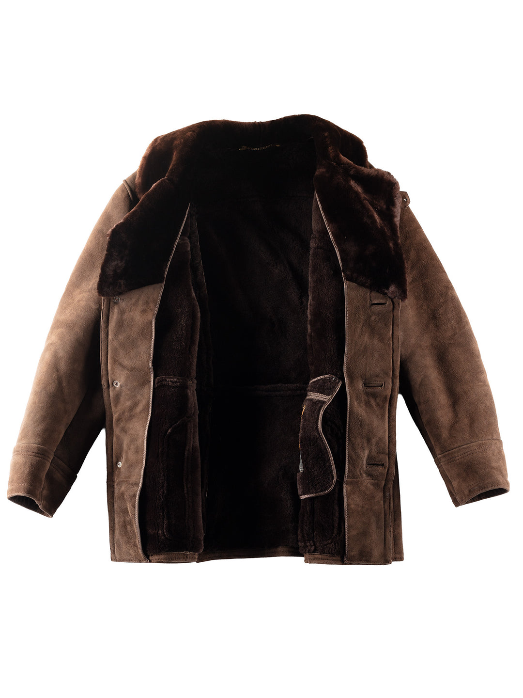 Vintage 80's Men Sheepskin Coat in Brown