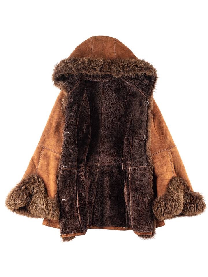 Vintage 70's Women Sheepskin Coat in Brown