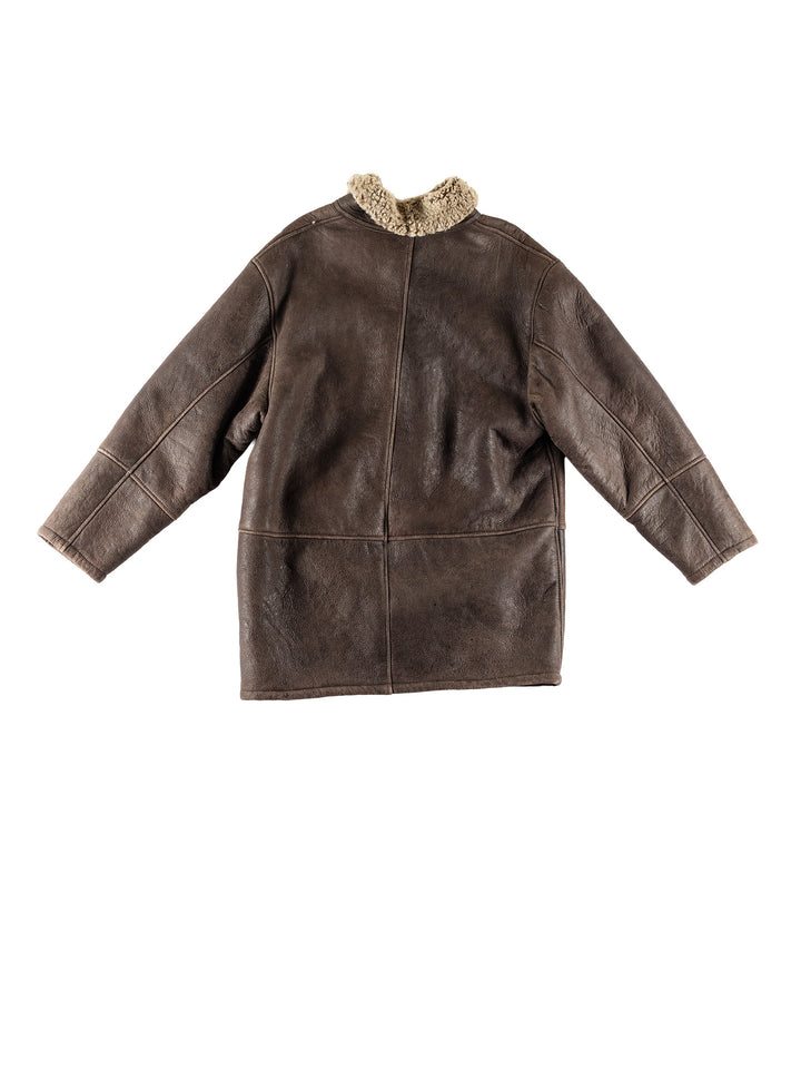 Vintage 80's Women Sheepskin Coat in BrownMN790