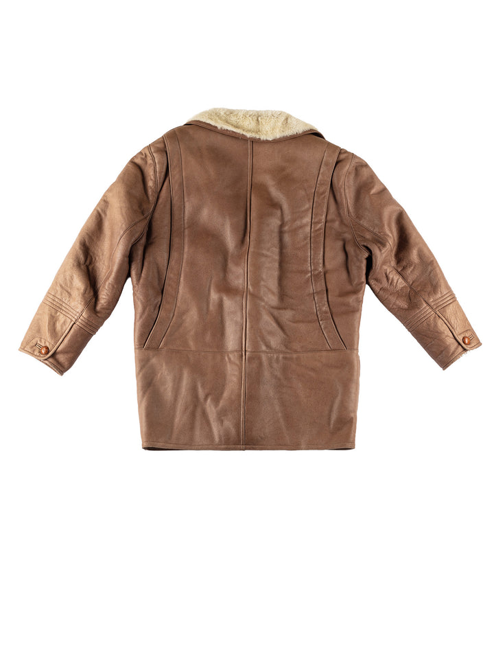 Vintage 80's Men Sheepskin Coat in BrownVN566