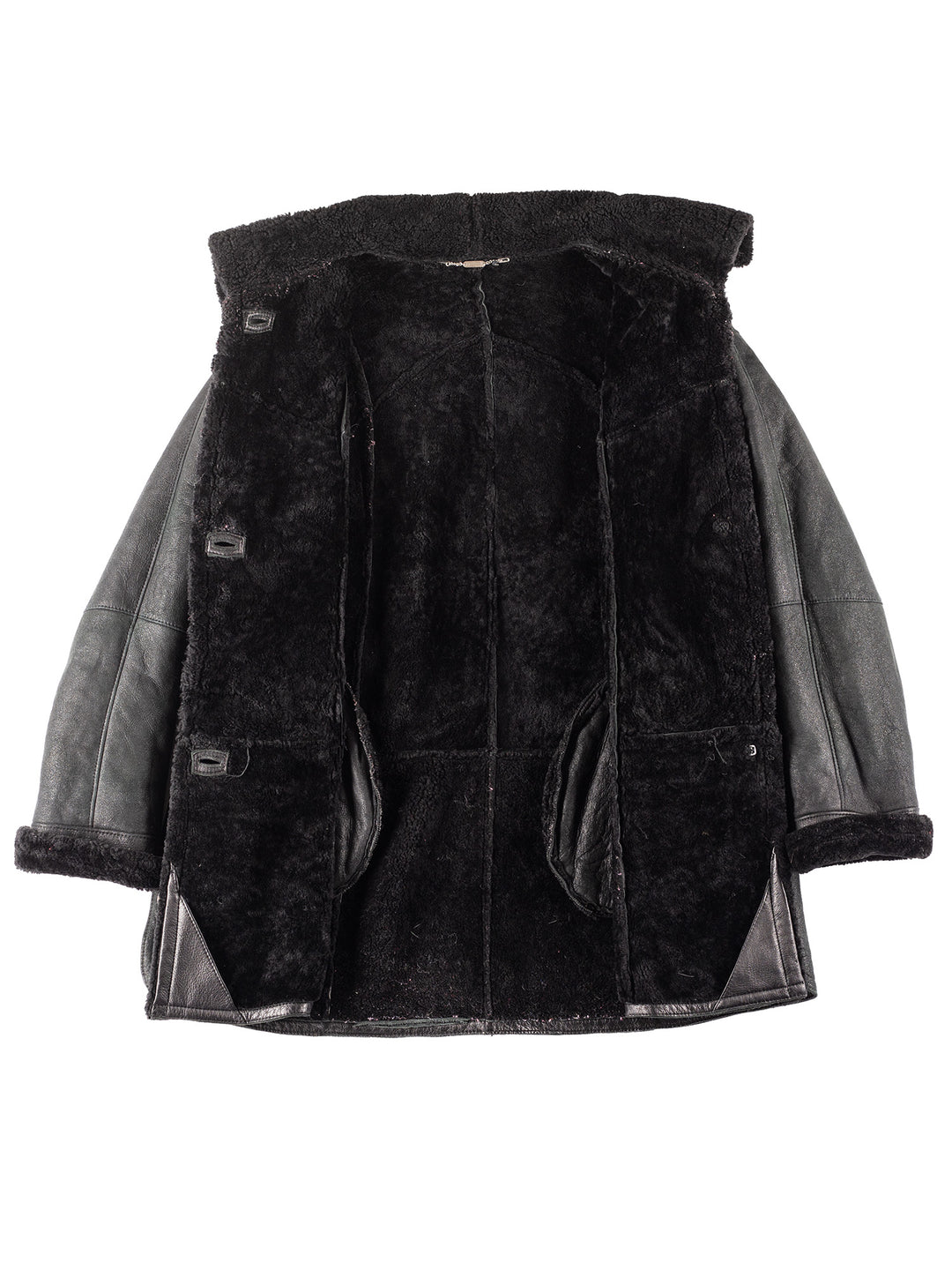 Vintage 90's Women Sheepskin Coat in Black