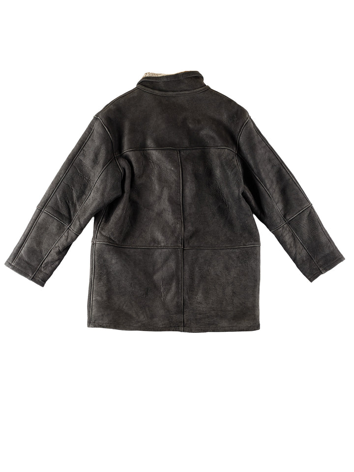 Vintage 80's Men Sheepskin Coat in BlackVN416