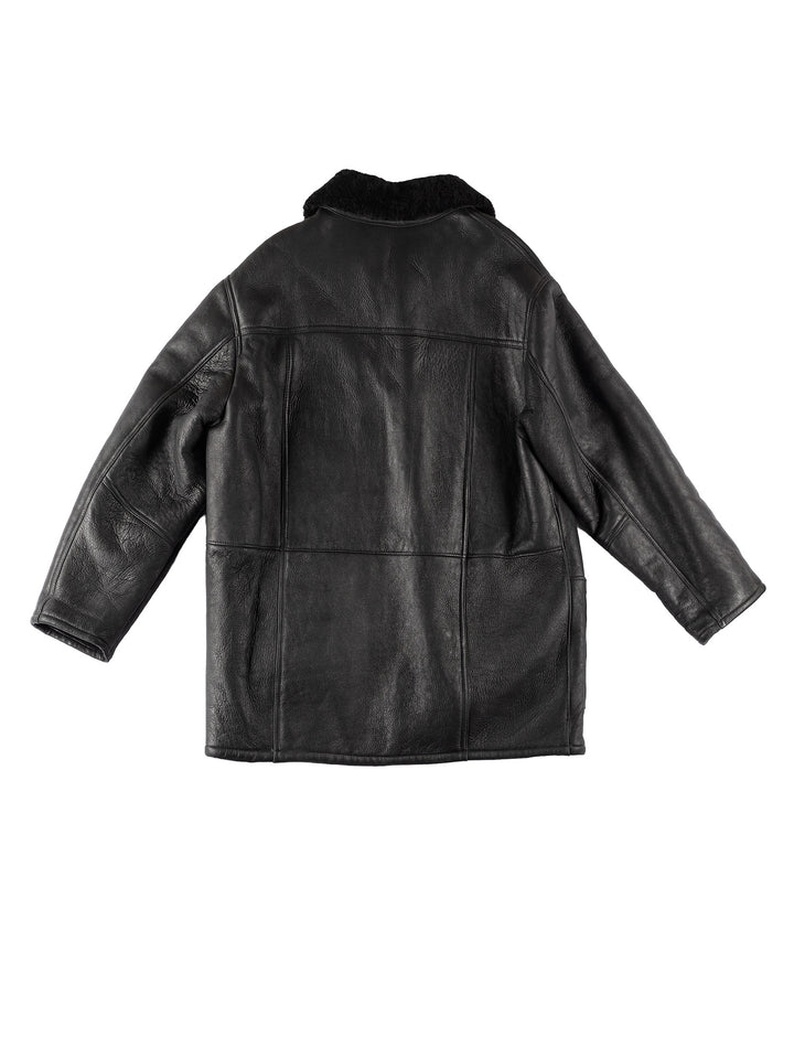 Vintage 80's Men Sheepskin Coat in BlackVN661