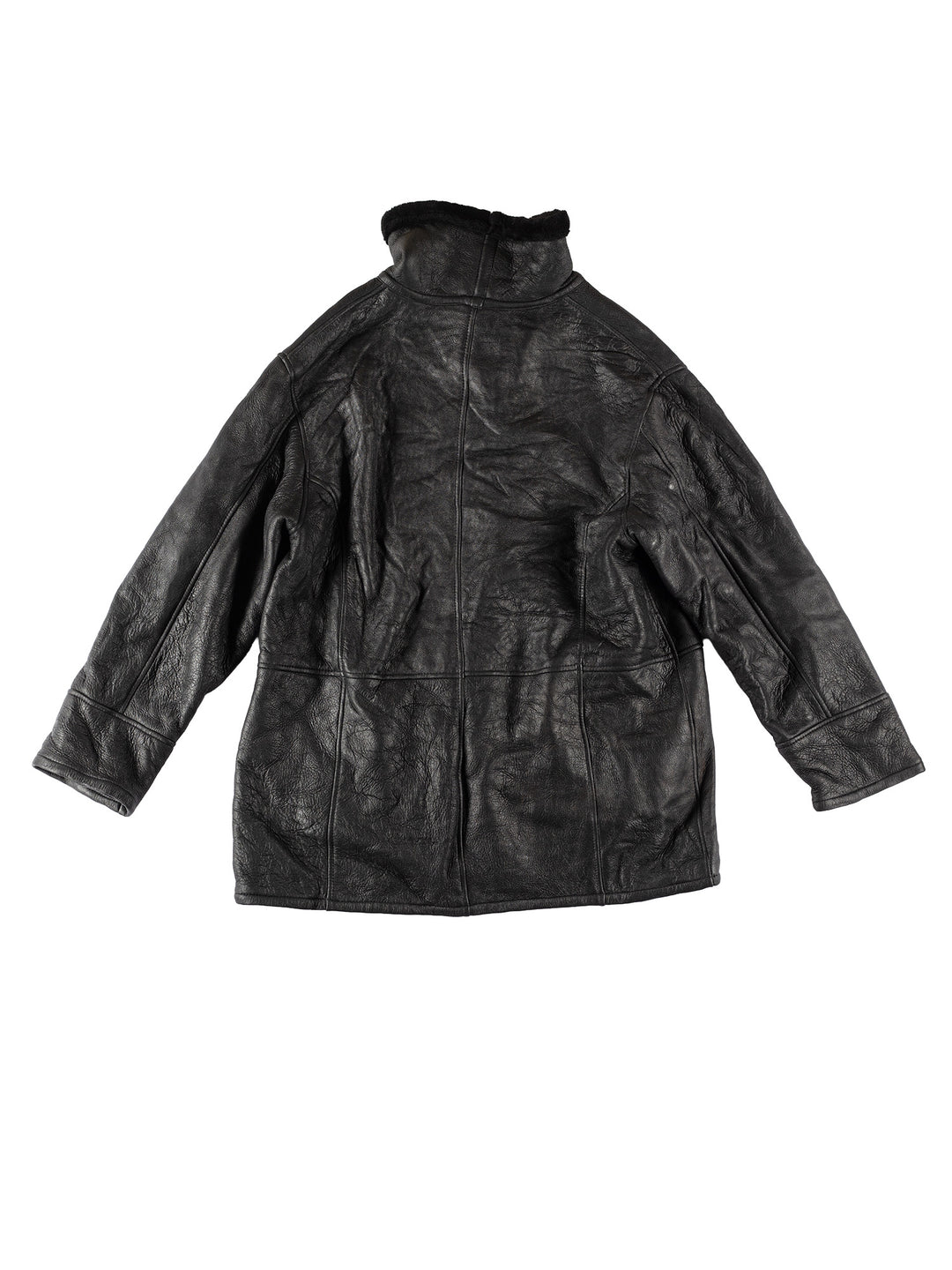 Vintage 80's Men Sheepskin Coat in BlackVN664
