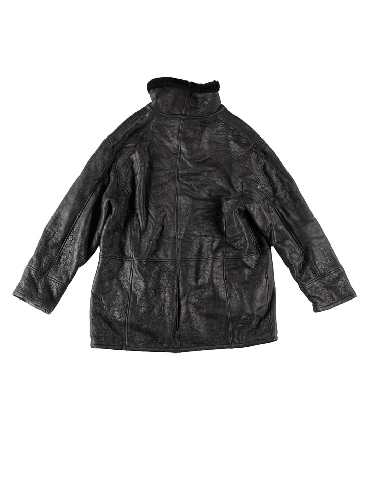Vintage 80's Men Sheepskin Coat in BlackVN664