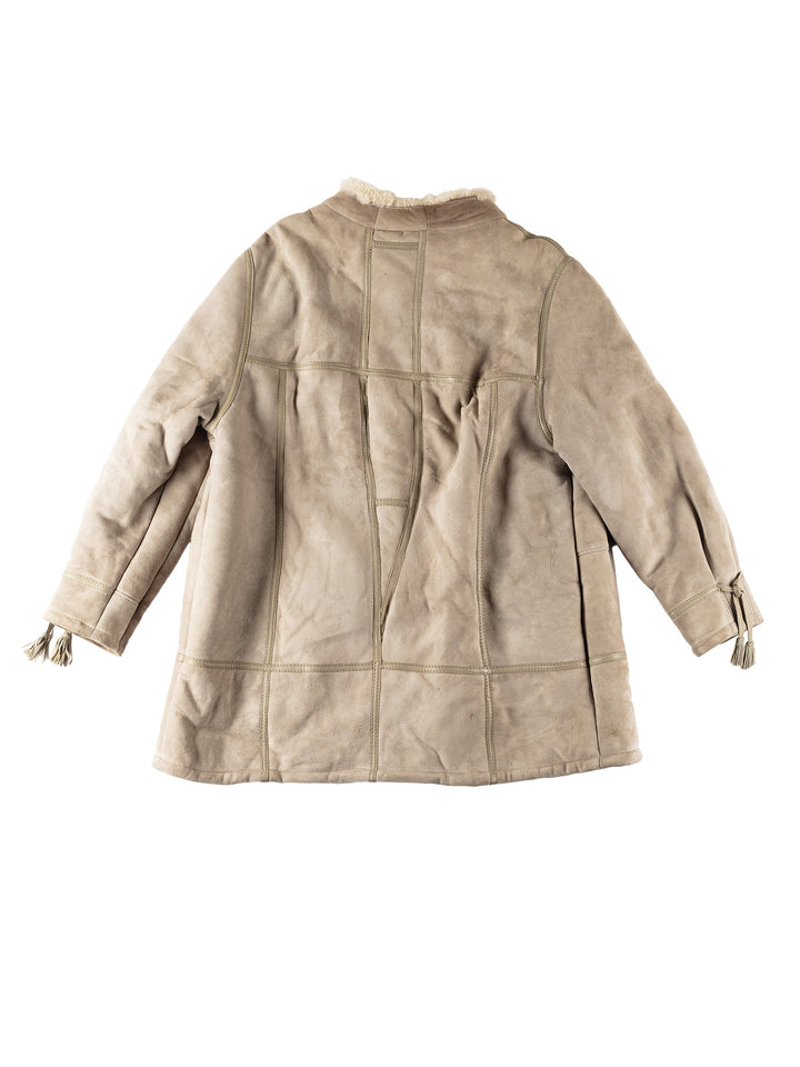Vintage 90's Women Suede Coat in BeigeMN543