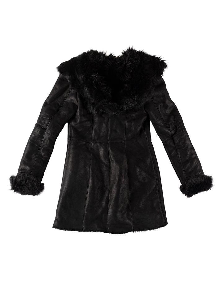 Vintage 70's Women Sheepskin Coat in BlackMN584