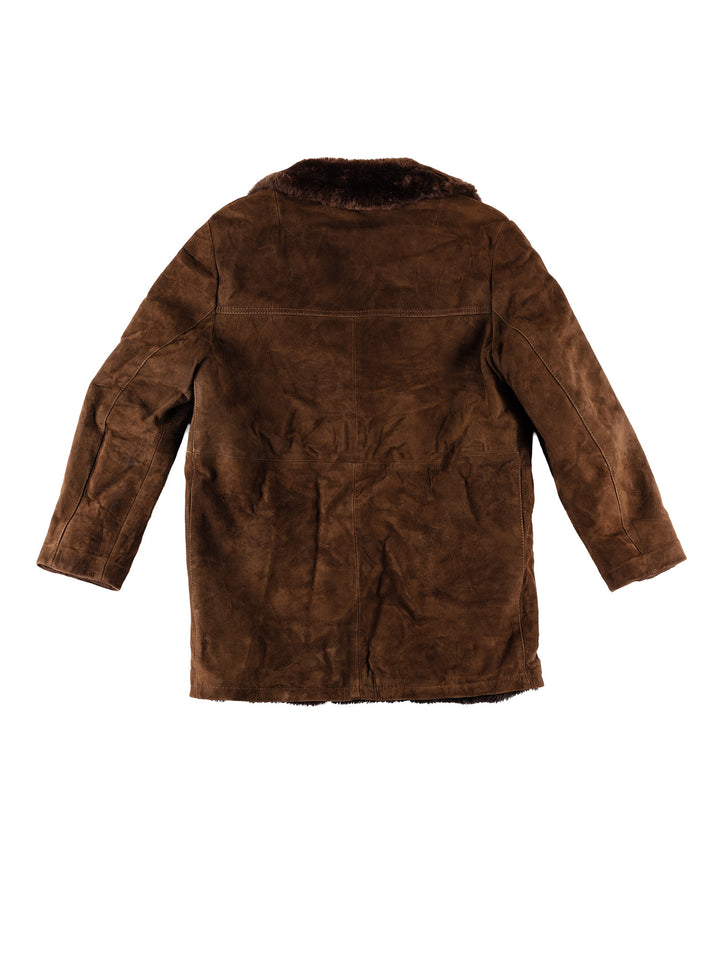 Vintage 80's Men Faux Sheepskin Coat in BrownVN575