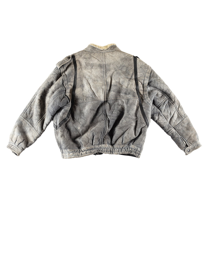 Vintage 80's Men Sheepskin Jacket in GrayVN758