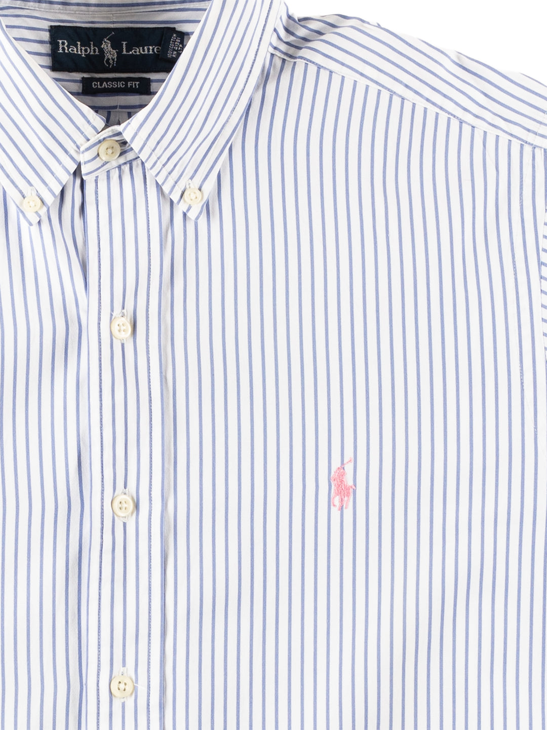 Vintage 90's Men Ralph Lauren Blue White Striped Shirt