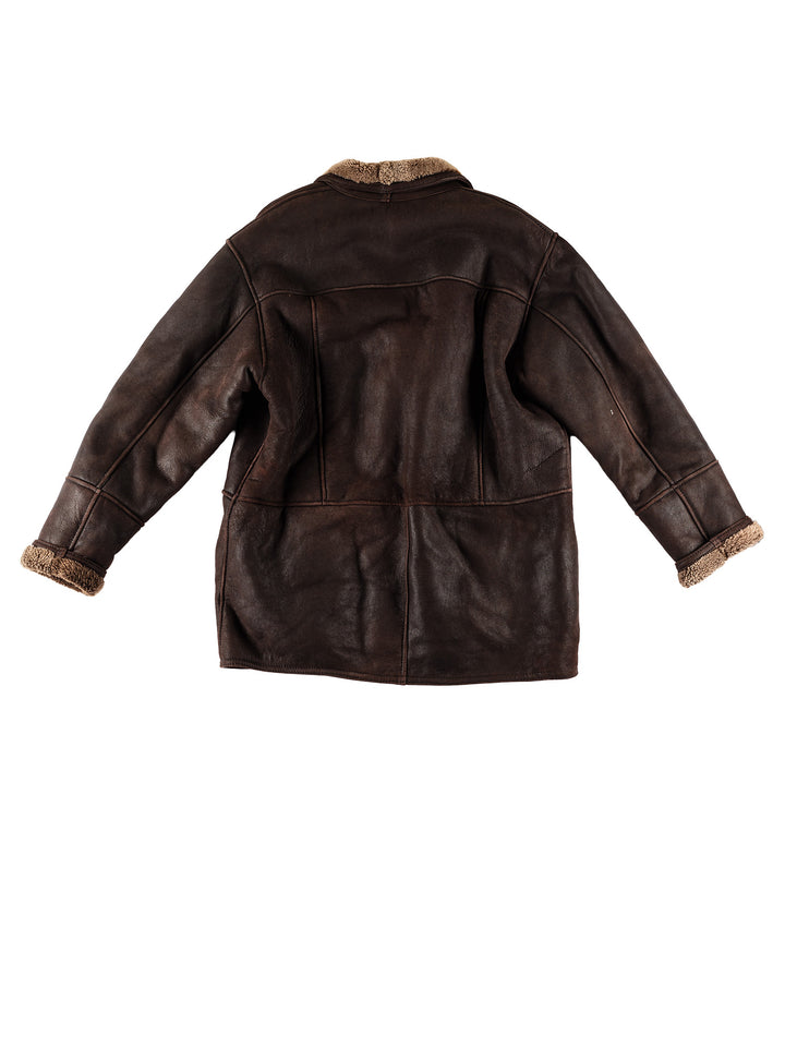 Vintage 80's Men Sheepskin Coat in BrownVN702