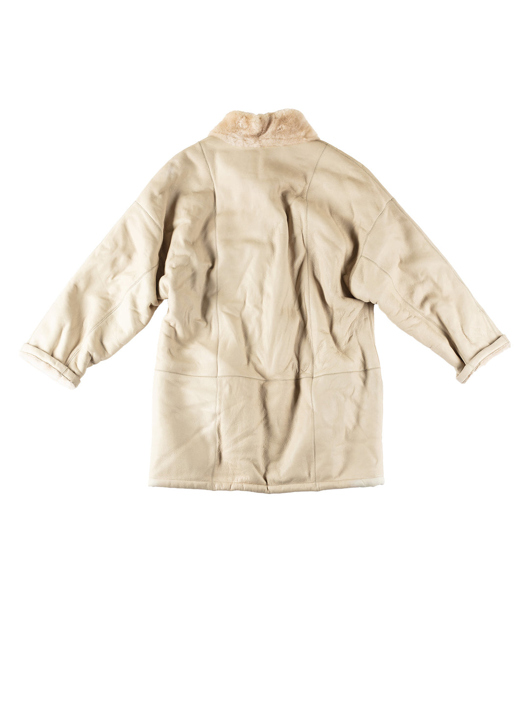 Vintage 80's Women Sheepskin Coat in BeigeMN579