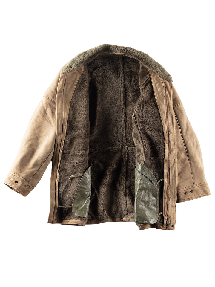 Vintage 90's Men Sheepskin Coat in Beige