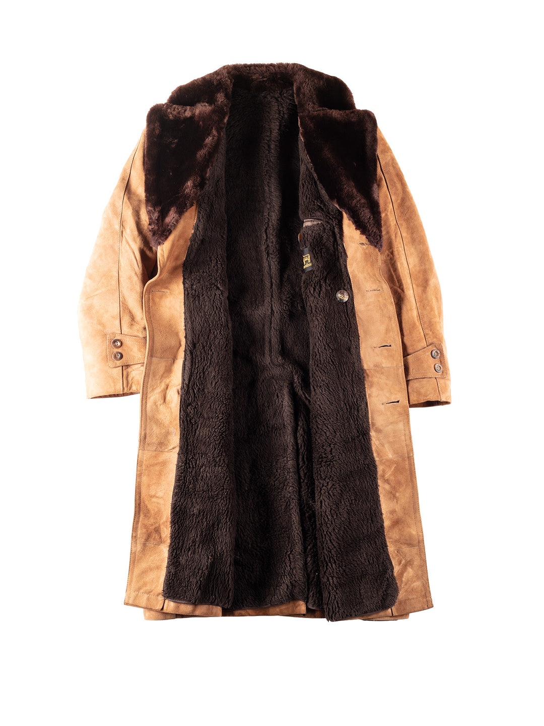 Vintage 70's Men Sheepskin Coat in Brown
