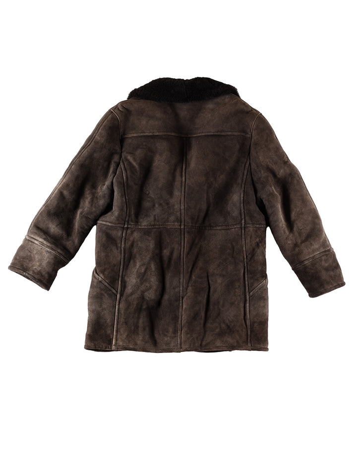 Vintage 80's Men Sheepskin Coat in GrayVN420