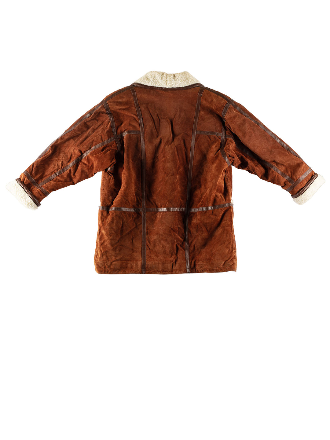 Vintage 80's Women Faux Sheepskin Coat in BrownMN673