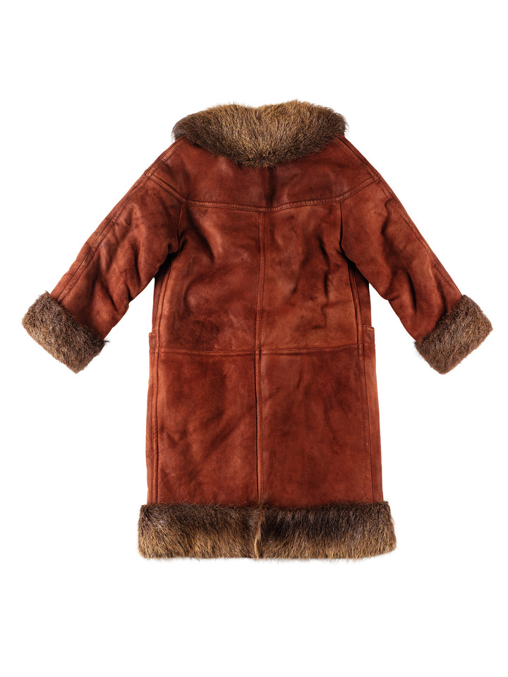 Vintage Women Sheepskin Coat in RedMN279